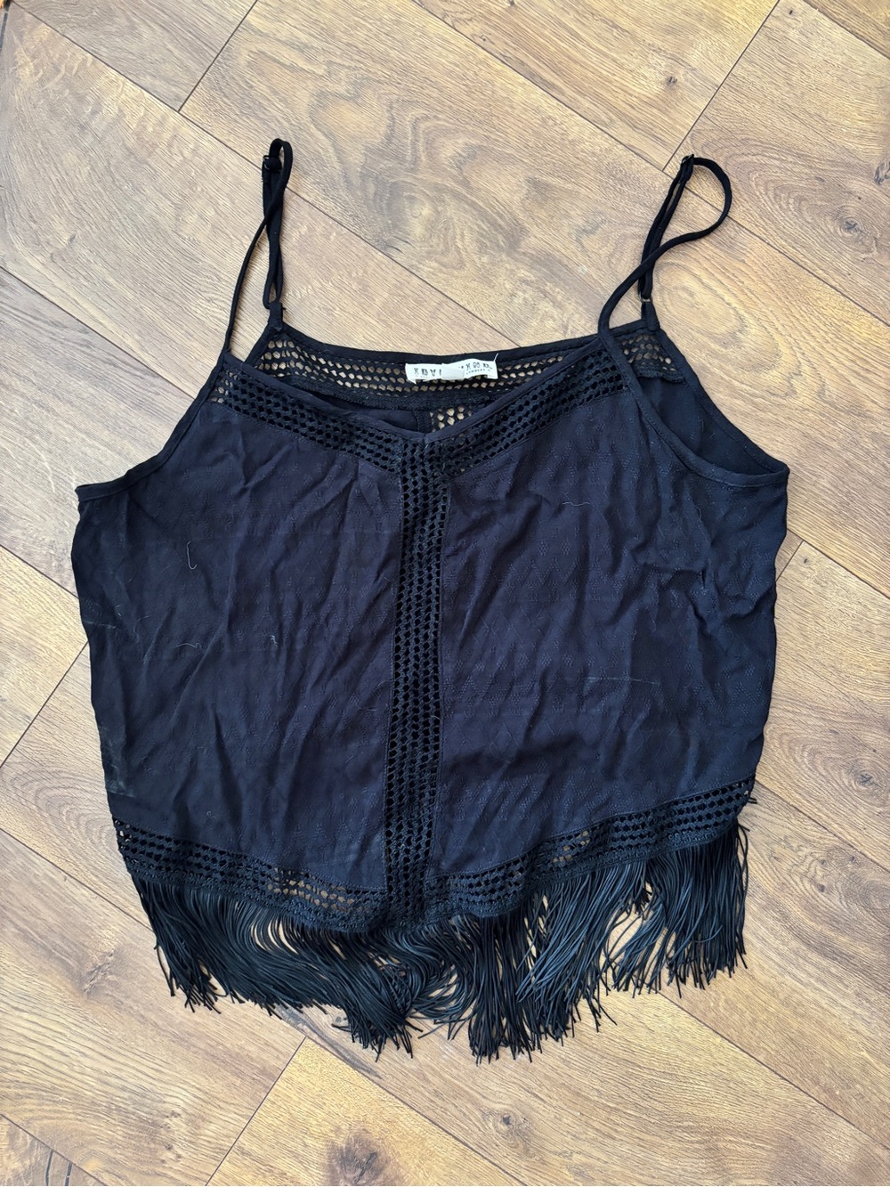 Idyllwind Black Crochet Fringe Camisole